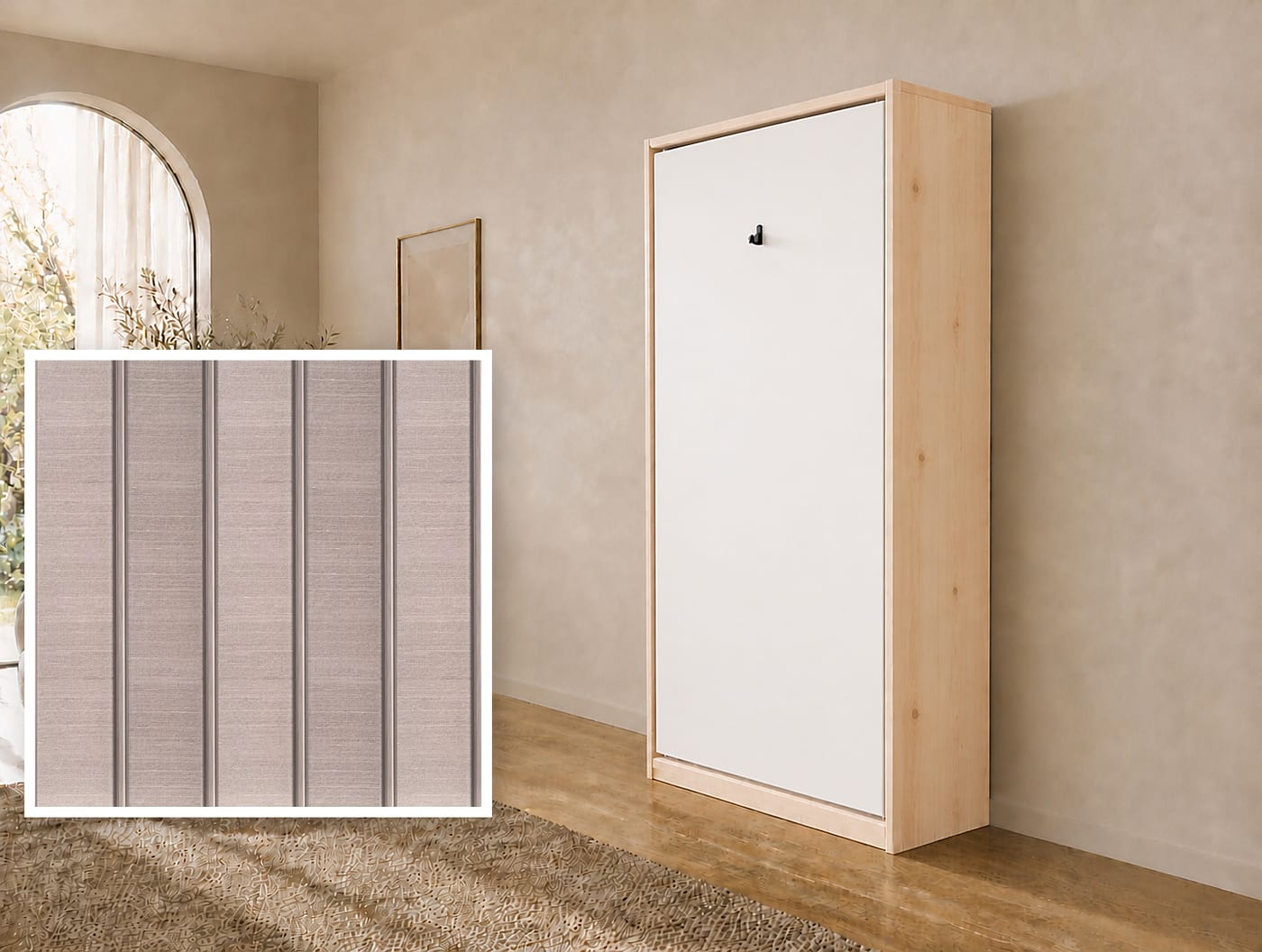 80×200 verticaal opklapbed van massief vurenhout met front met latten Amber Grijs
