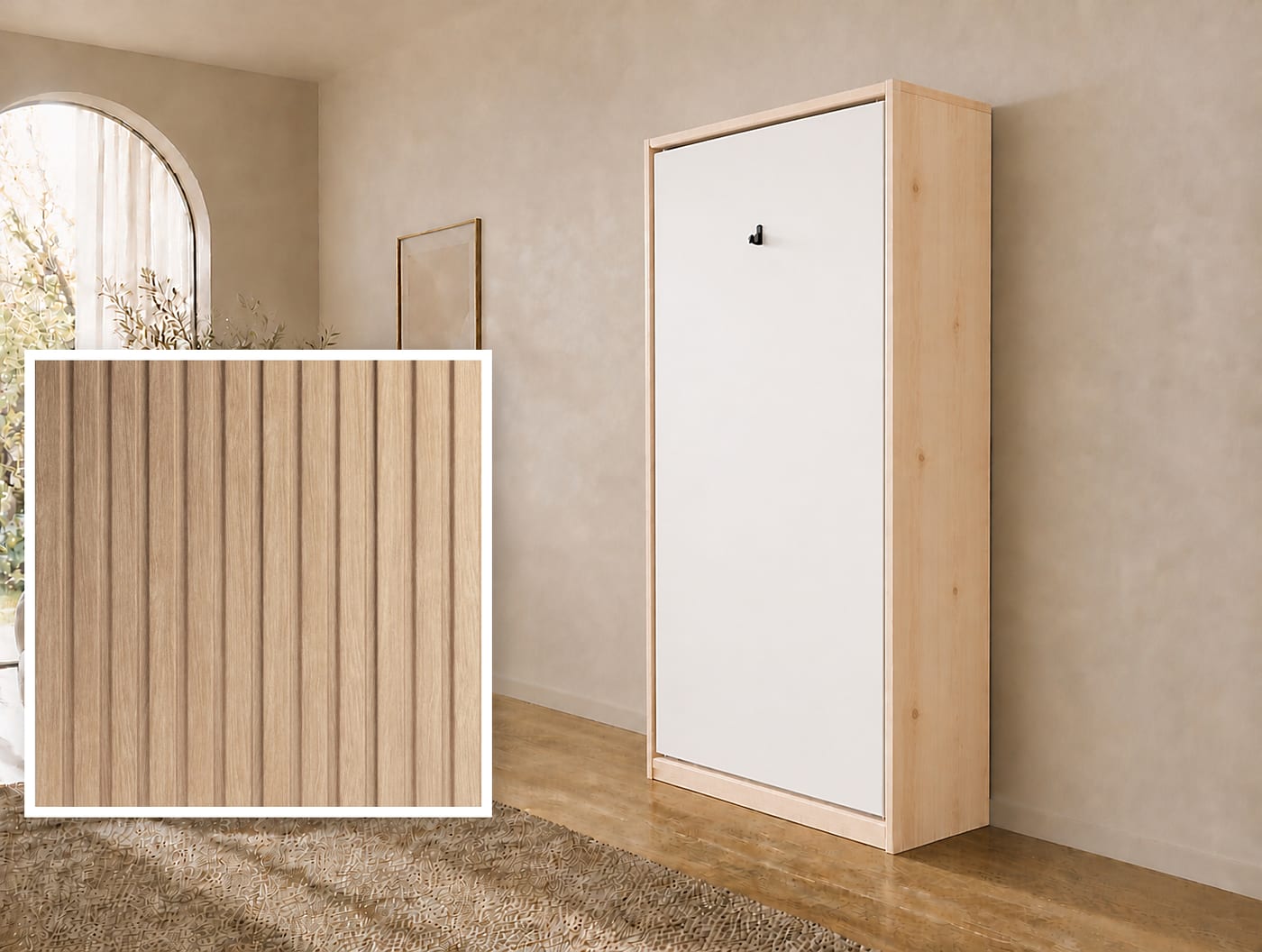 80×200 verticaal opklapbed van massief vurenhout met front met latten Oak Gold